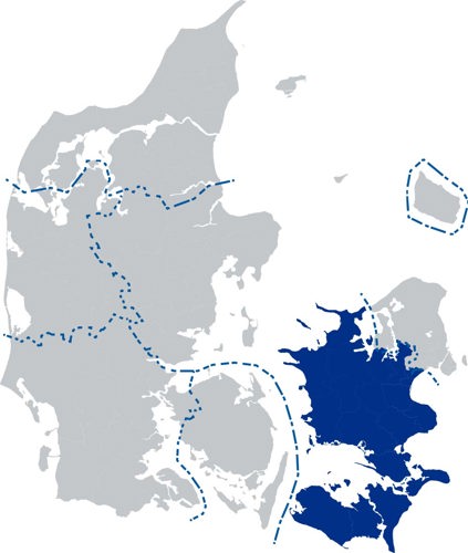 Danmarkskort af RAR Sjælland